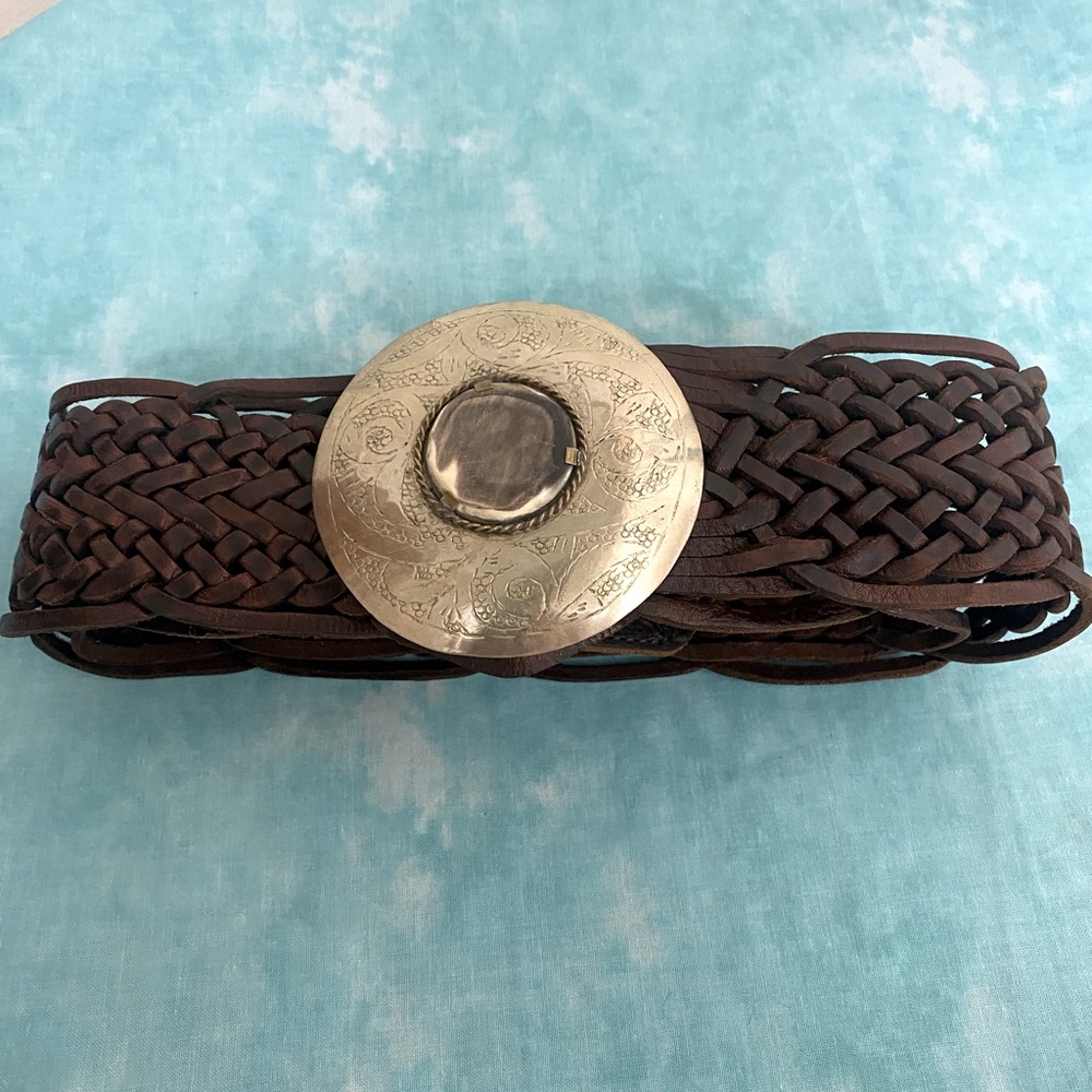 Vintage Antler Braided Leather Belt - Picture 2 of 4